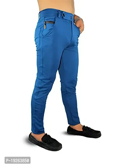 SK Clasy Men's Casual Lycra Pants Stretchable Less Weight Lycra Pants for Men Sky Blue-thumb3