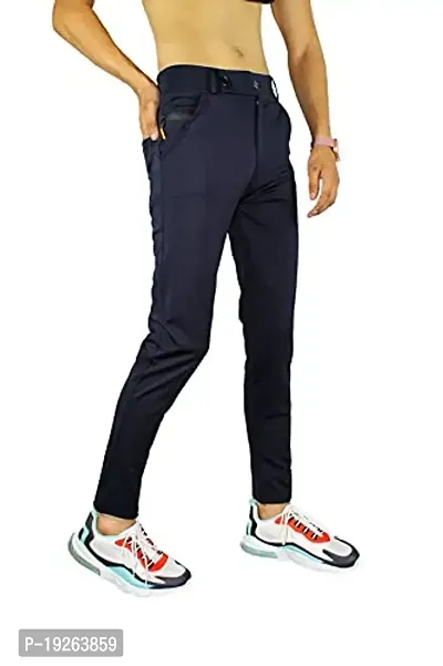 SK Clasy Men's Casual Lycra Pants Stretchable Less Weight Lycra Pants for Men Blue-thumb4