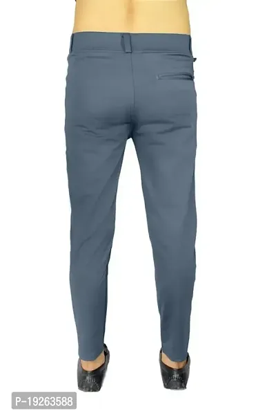 Classy Grey Polyester Blend Solid Formal Trousers For Men-thumb4