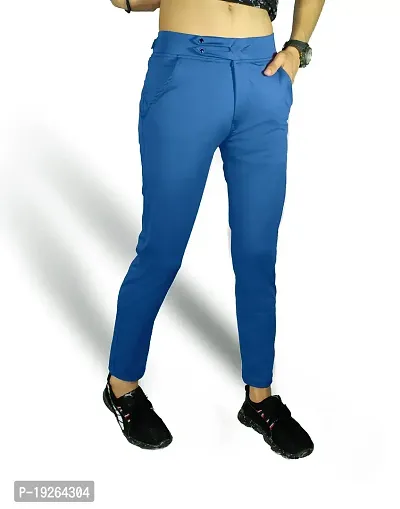 SK Men's Casual Lycra Pants | Stretchable Less Weight Lycra Pants for Men Sky Blue