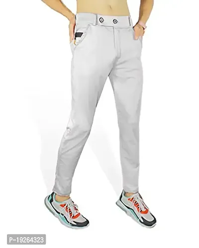 SK Clasy Men's Casual Lycra Pants Stretchable Less Weight Lycra Pants for Men Grey-thumb0