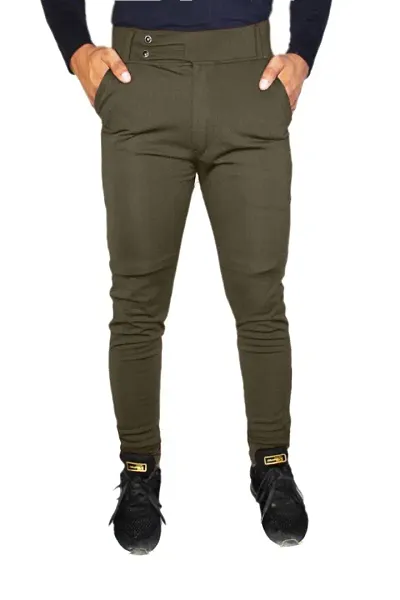 Classic Cotton Spandex Solid Casual Trouser for Men