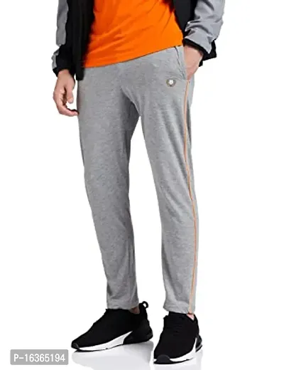 Stylish Grey Cotton Blend  Regular Track Pants For Men