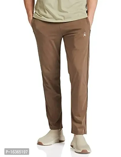 Stylish Khaki Cotton Blend  Regular Track Pants For Men