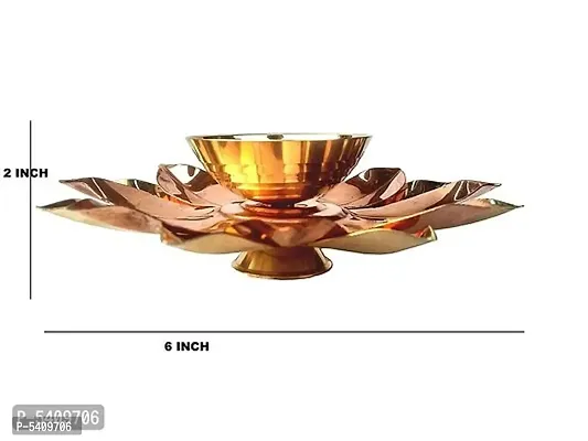 Brass and Copper Lotus Diya Kamalpatta Diya 6 inchSet of 2-thumb2