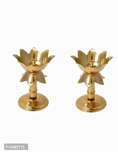 Pure Brass Golden Kamal Stand Diya Set Table Diya Set of 2
5 inch-thumb0