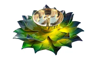 Brass and MS Lotus Diya Green color Kamalpatta Diya with Beautiful Black Fancy Gift Box
6 inch-thumb2