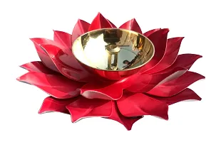 Brass and MS Lotus Diya Red color Kamalpatta Diya with Beautiful Black Fancy Gift Box
6 inch-thumb2