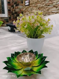 Brass and MS Lotus Diya Green color Kamalpatta Diya with Beautiful Black Fancy Gift Box
6 inch-thumb1