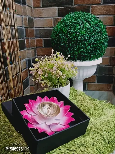 Brass and MS Lotus Diya Pink color Kamalpatta Diya with Beautiful Black Fancy Gift Box
5 inch-thumb0