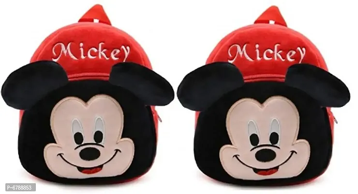 Mickey Combo Velvet Soft Plus Kids School Bag Nursery to class 5 ( Combo - 1 )-thumb0