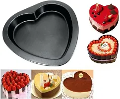 Non Stick Coated Heart Shape Baking Mould with Reusable Silicone Brush and Spatula Baking Combo Set-thumb1