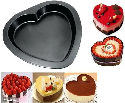 Non Stick Coated Heart Shape Baking Mould with Reusable Silicone Brush and Spatula Baking Combo Set-thumb2