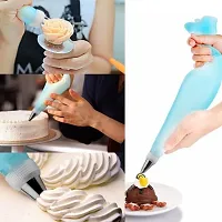 Combo Set of Stainless Steel Icing Pallet Knife, Nozzles, Icing Bag with Silicone Brush and Spatula Kitchen Baking Tools-thumb1
