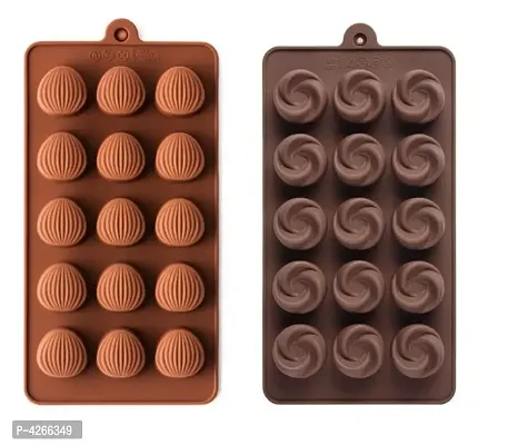 Silicone Almond and Rose Shape Chocolate Making Mould Combo Set of 2-thumb0