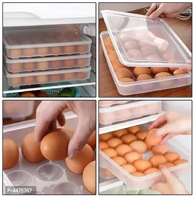 IARA Plastic Egg Tray Storage Box With Lid for 24 Eggs - 2 dozen Plastic Egg Container-thumb4