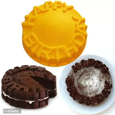 Silicone Happy Birthday Printed Chocolate Cake Baking Mould-thumb2