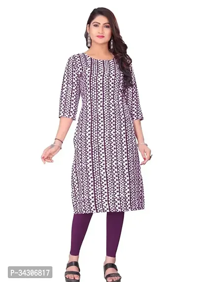 Stylish Crepe Printed Kurta For Women-thumb0