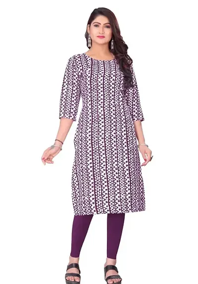 Stylish Crepe Printed Straight Kurtis