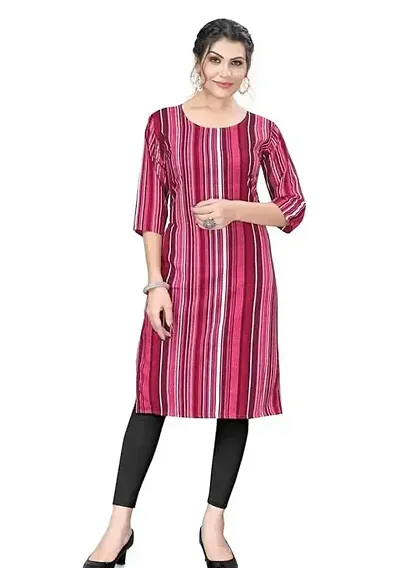 Stylish Crepe Striped Straight Kurtis