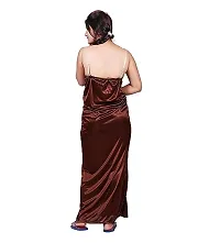 Elegant Purple Satin Solid Nightdress For Women-thumb2