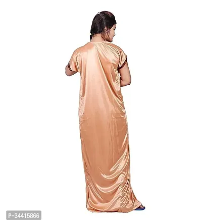 Elegant Purple Satin Solid Nightdress For Women-thumb2