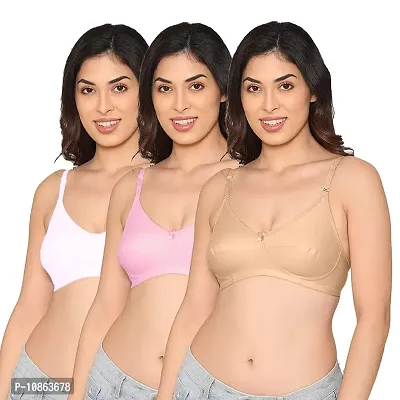 Buy Kalyani Women's Cotton Non-Padded Wire Free Regular Everyday Bra  (KAL5043_Pink Black Nude_38B) Online In India At Discounted Prices