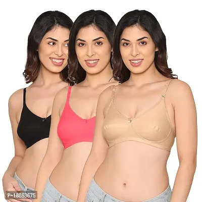 Buy Kalyani Women's Cotton Non-Padded Wire Free Regular Everyday Bra  (KAL5043_Pink Black Nude_38B) Online In India At Discounted Prices