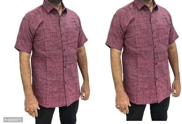 Fancy Khadi Cotton Short Sleeves Casual Shirt For Men Pack Of 2