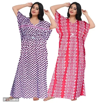 Viscironi Multicoloured Cotton Printed Nightdress For Women-thumb0