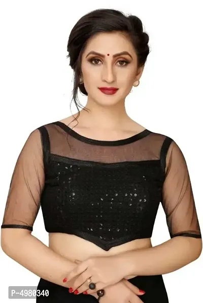 Latest Attractive Net Embroidered Sequin Stitched Blouse-thumb0