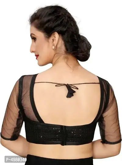 Latest Attractive Net Embroidered Sequin Stitched Blouse-thumb4