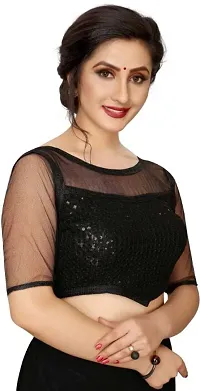 Latest Attractive Net Embroidered Sequin Stitched Blouse-thumb1