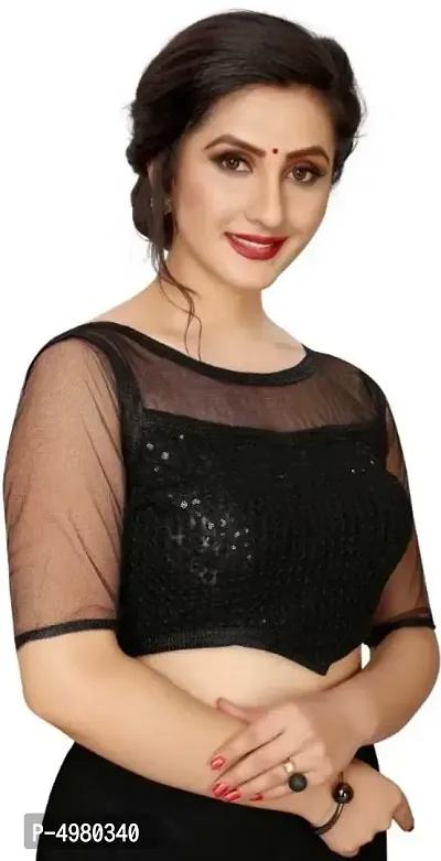 Latest Attractive Net Embroidered Sequin Stitched Blouse-thumb2