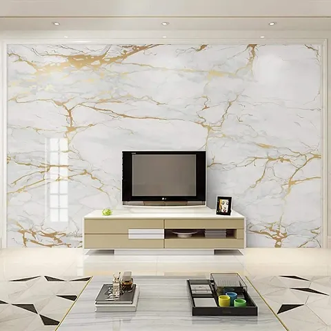 WISDOM? 12""x100"" White&Gold Marble Wallpaper Black Wallpaper Easily Removable Countertop Film Self-Adhesive Kitchen Covers Peel and Stick Backsplash Shelf Liner