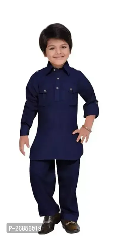 Trendy Boys Cotton Kurta with Bottom Set-thumb0