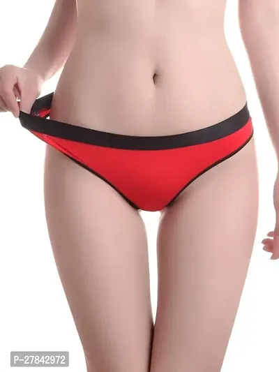 Women's Cotton Solid Red Thong