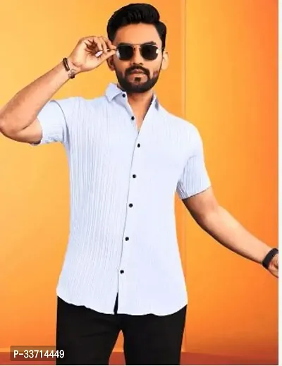 Stunning White Cotton Blend Self Pattern Casual Shirts For Men-thumb0