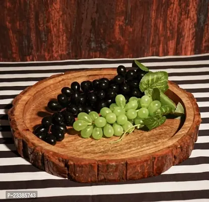 Round Shape Wooden Serving Tray, Buckle Tray-thumb0