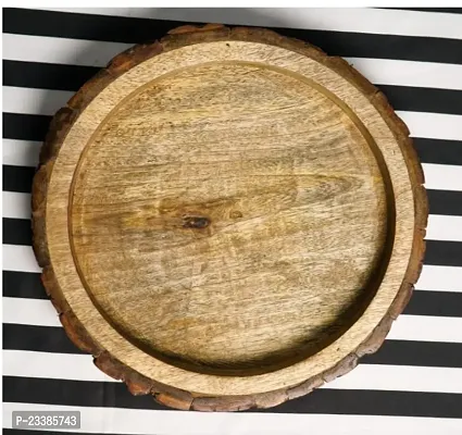 Round Shape Wooden Serving Tray, Buckle Tray-thumb2