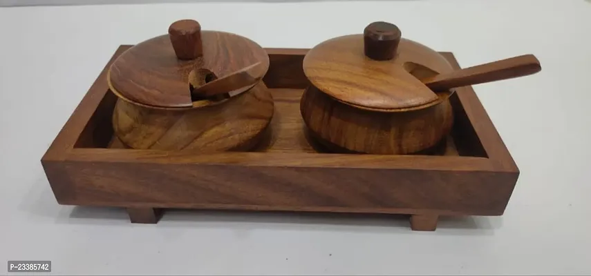 Sheesham Wooden Jars Table Top Mukhwas Container Kitchen Spice Condiment Box Supari Saunf Container Set