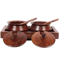 Sheesham Wooden Jars Table Top Mukhwas Container Kitchen Spice Condiment Box Supari Saunf Container Set-thumb1