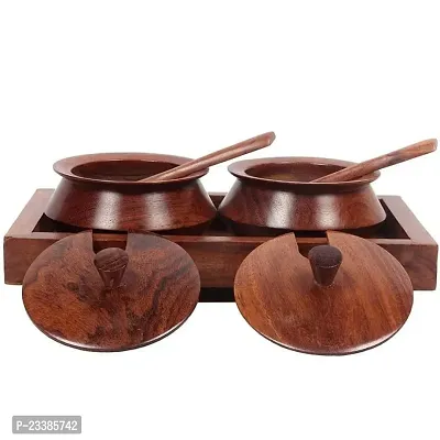 Sheesham Wooden Jars Table Top Mukhwas Container Kitchen Spice Condiment Box Supari Saunf Container Set-thumb2