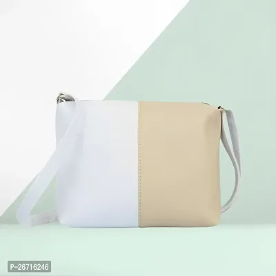 SALIM X SONS BEIGE AND WHITE COLOUR SIDE BAG FOR WOMEN-thumb0