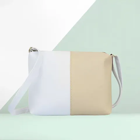 SALIM X SONS BEIGE AND WHITE COLOUR SIDE BAG FOR WOMEN