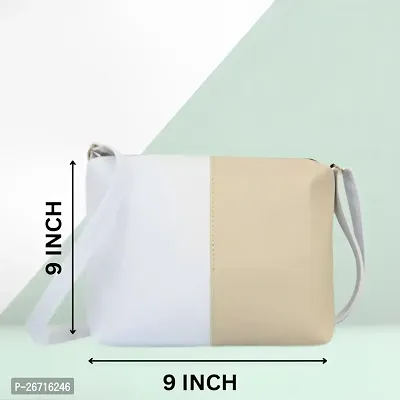 SALIM X SONS BEIGE AND WHITE COLOUR SIDE BAG FOR WOMEN-thumb2