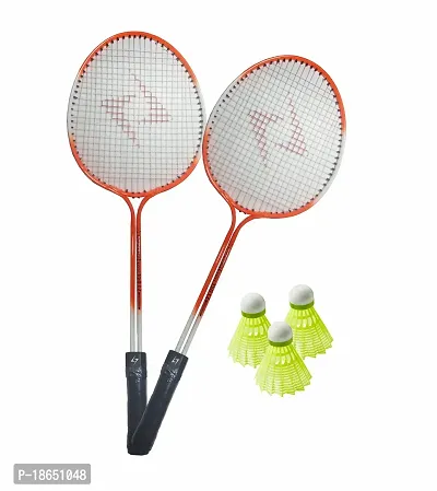 LYZOO Florescent Badminton Racket Set of 2 Multicolour Double Shaft Badminton Racquet Multicolor Strung Badminton Racquet  (Pack of: 2, 120 g)-thumb0