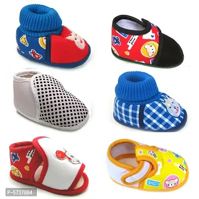 Kids Choice Baby Shoes for 3-12 Months booties  Baby Girl and Baby Boys Combo of 6 pair-thumb0