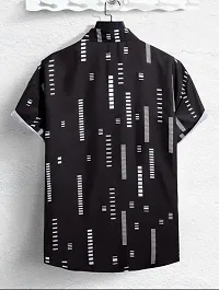 Reliable Black Lycra Blend Printed Short Sleeves Casual Shirt For Men-thumb1