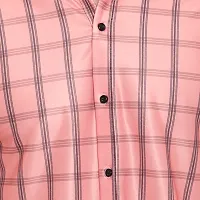 Reliable Red Cotton Blend Checked Short Sleeves Casual Shirt For Men-thumb1